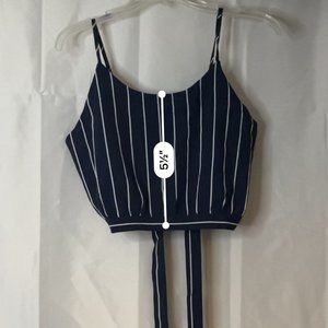 Striped, Open Back, Crop Top